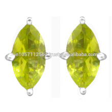 Peridot Gemstone 925 Pendientes De Plata De Ley Stud Hermosa Joyería De Desgaste De La Boda